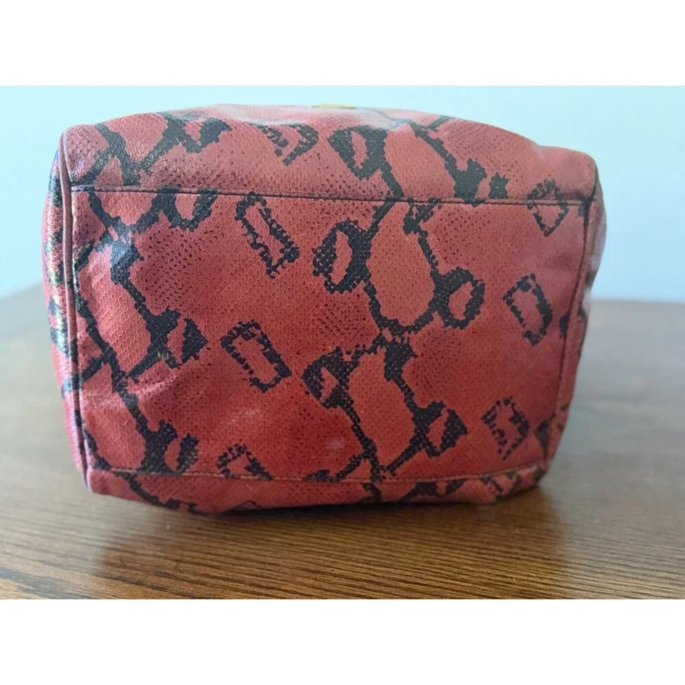 Vintage Moschino Red And Black Boa Snakeskin Handbag Redwall Made in Italy